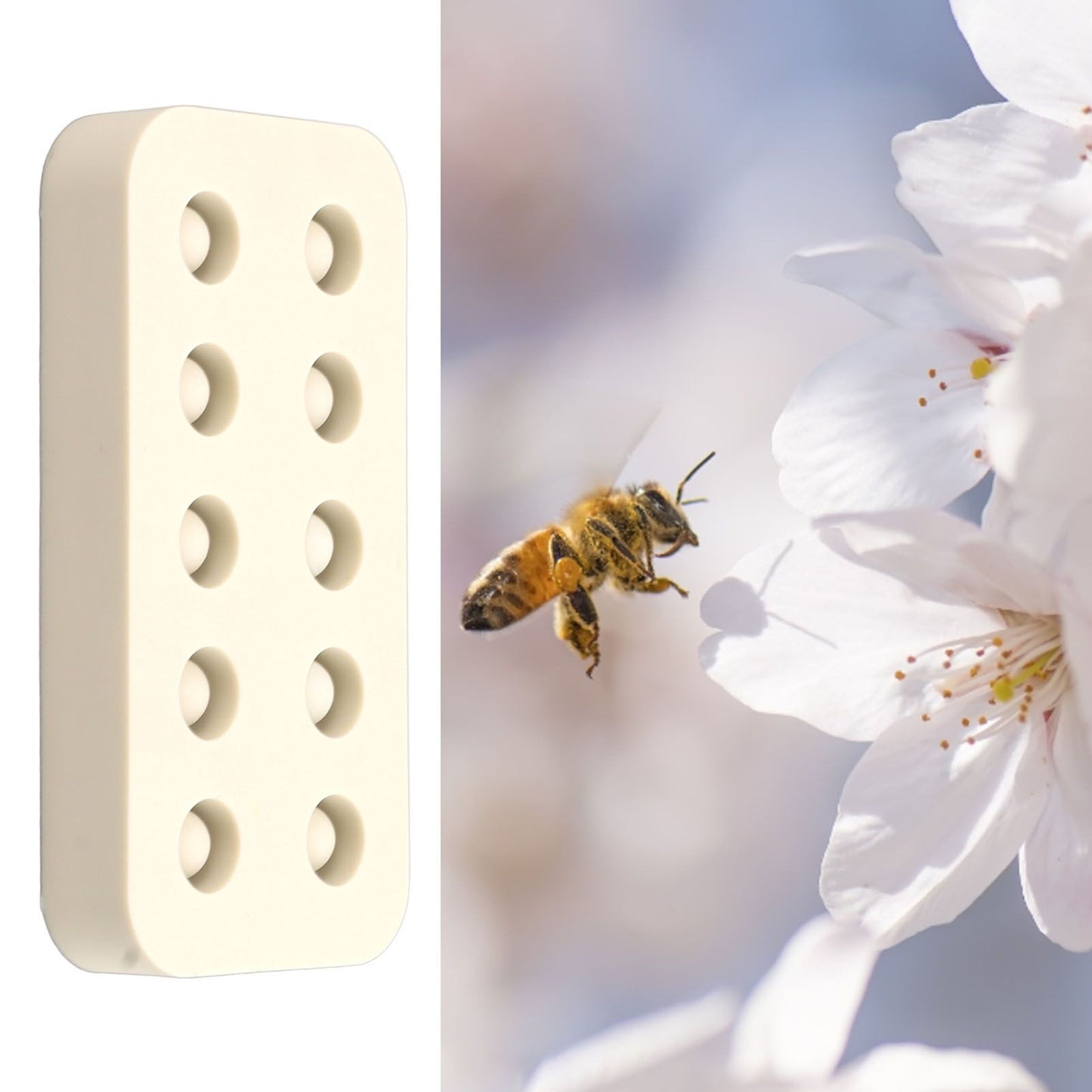 Wax Queen Grafting Cups Silicone Mold Beekeeping Beeswax Queen Cell Cups Making Mold 2 Rows 96x48x14mm