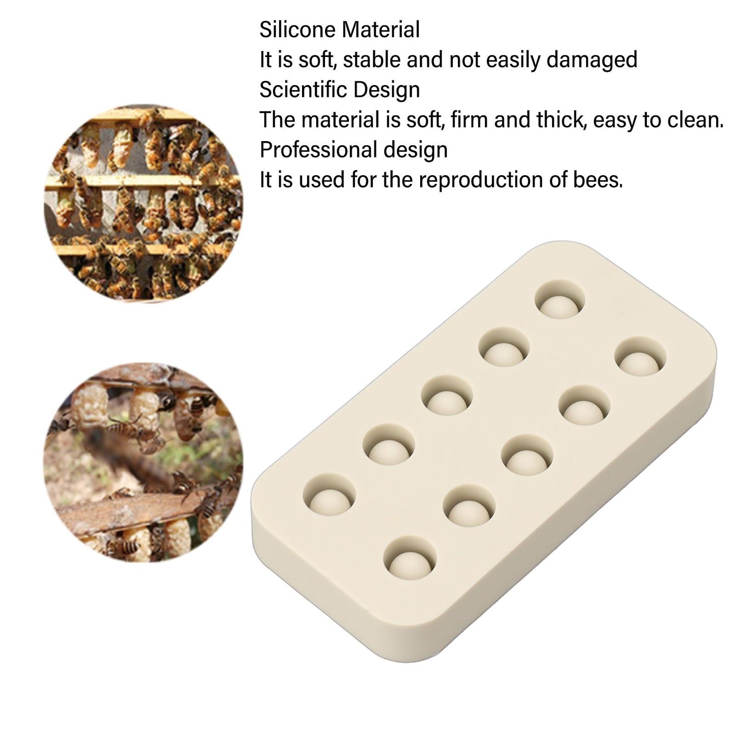 Wax Queen Grafting Cups Silicone Mold Beekeeping Beeswax Queen Cell Cups Making Mold 2 Rows 96x48x14mm