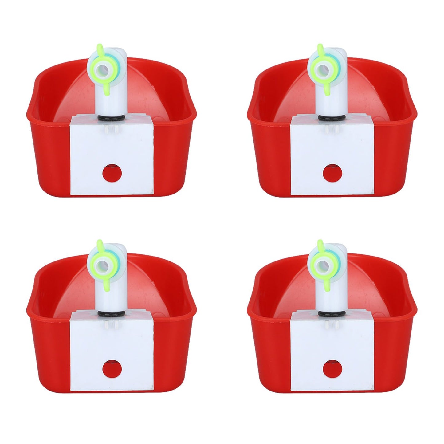 4 Set Automatic Poultry Fount Plastic Waterer Bowl with Hose Attachment for Game Bird Universal Red