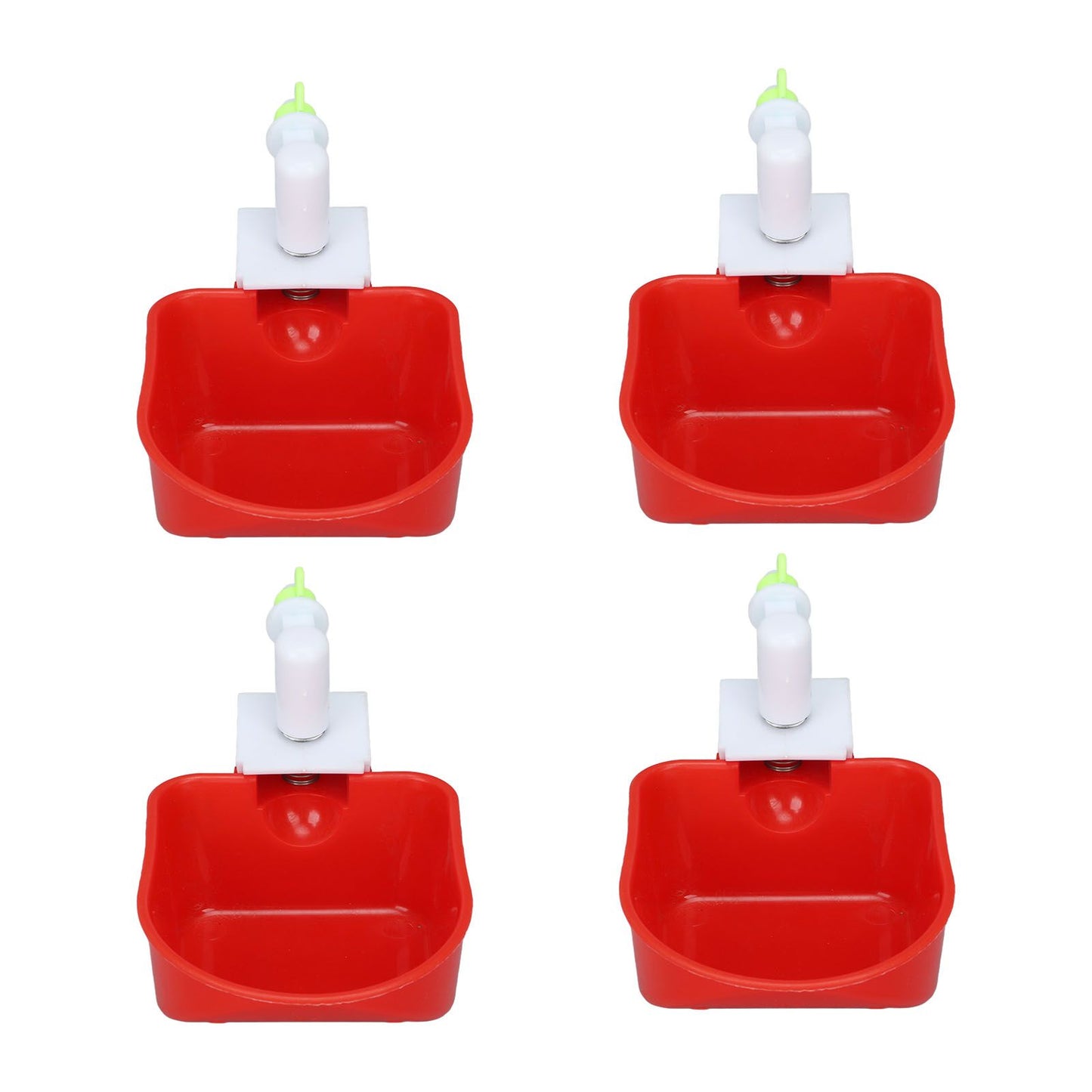 4 Set Automatic Poultry Fount Plastic Waterer Bowl with Hose Attachment for Game Bird Universal Red