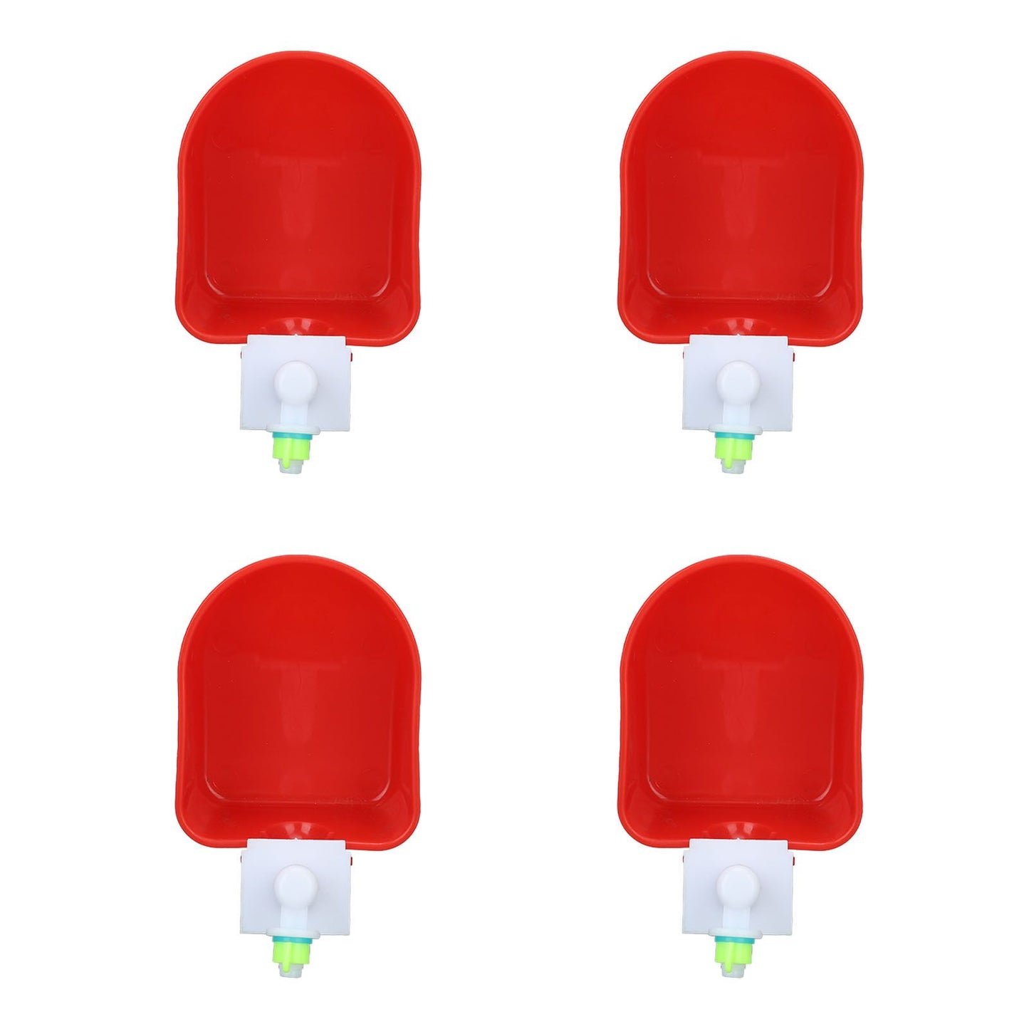 4 Set Automatic Poultry Fount Plastic Waterer Bowl with Hose Attachment for Game Bird Universal Red