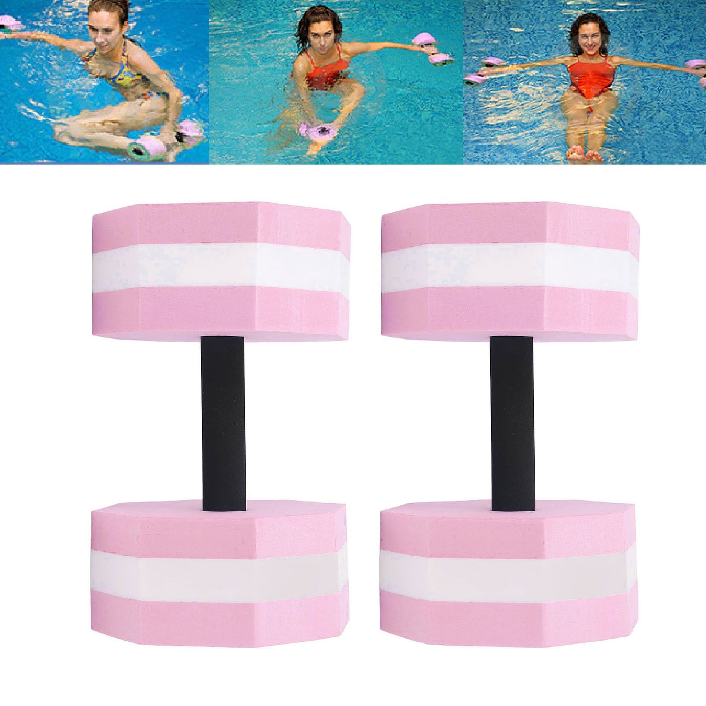2Pcs High Density EVA Foam Dumbbell Set Aquatic Exercise Dumbbells for Men Women Indoor Swimming Pools Aerobic Fitness Rehabilitation Training Diamond Shaped Pink White Pink
