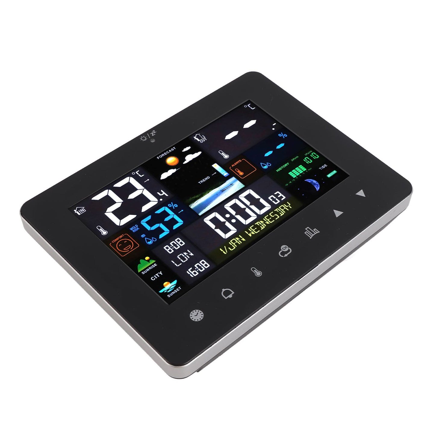 Colorful Touch Screen Digital Weather Forecast Station Wireless Indoor Outdoor Thermometer