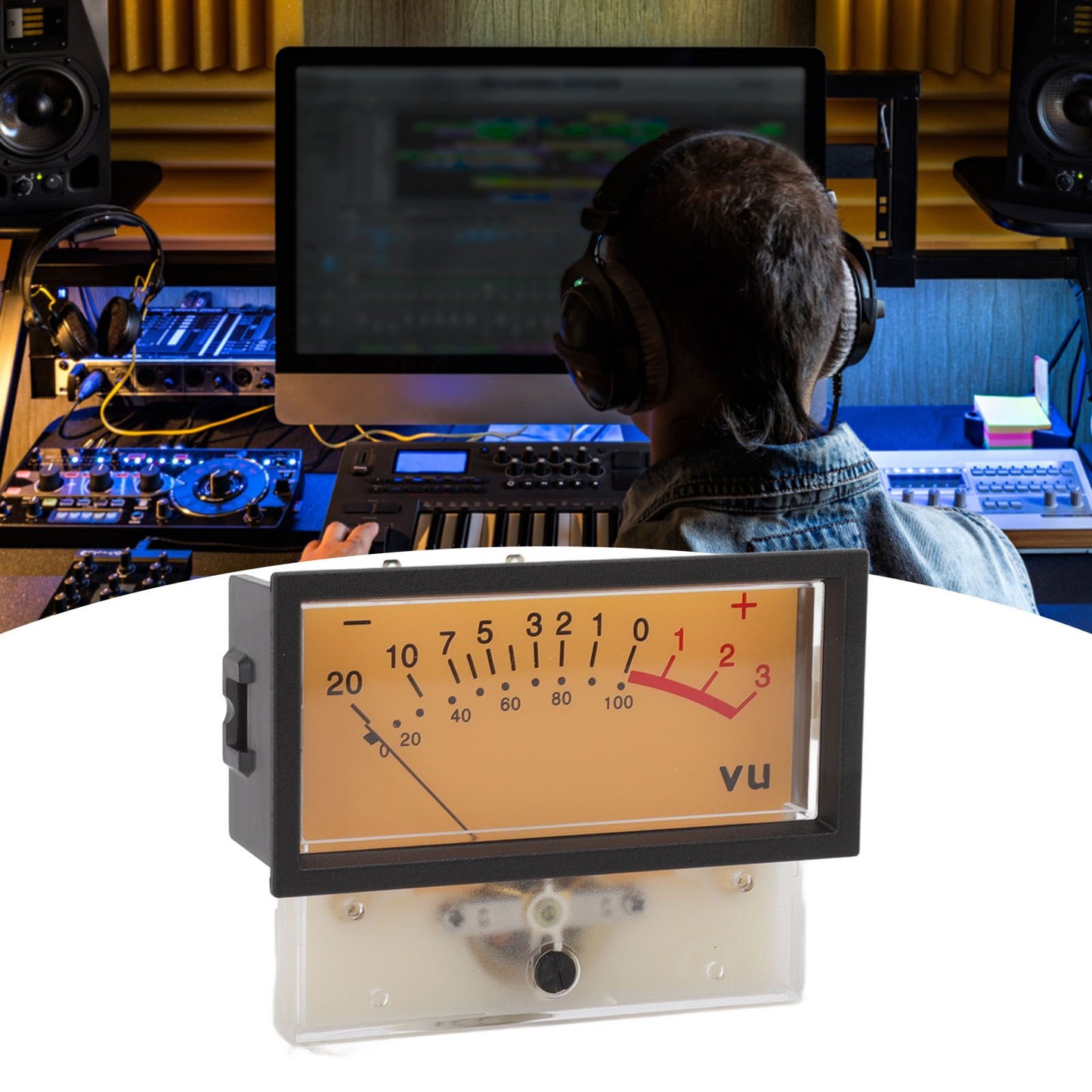 12V High Accuracy VU Meter Header DB Audio Level Header Power Amplifier Level Meter with Backlight 500UA 650Ω