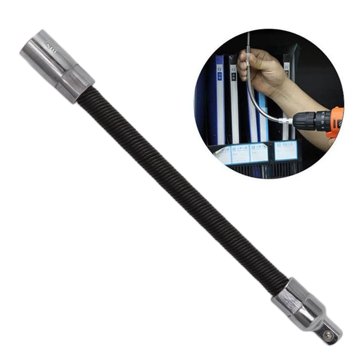Wrench Extension Rod Bendable Universal Flexible Shaft Sleeve Extension Bar for Factory Workshop Black 1/4
