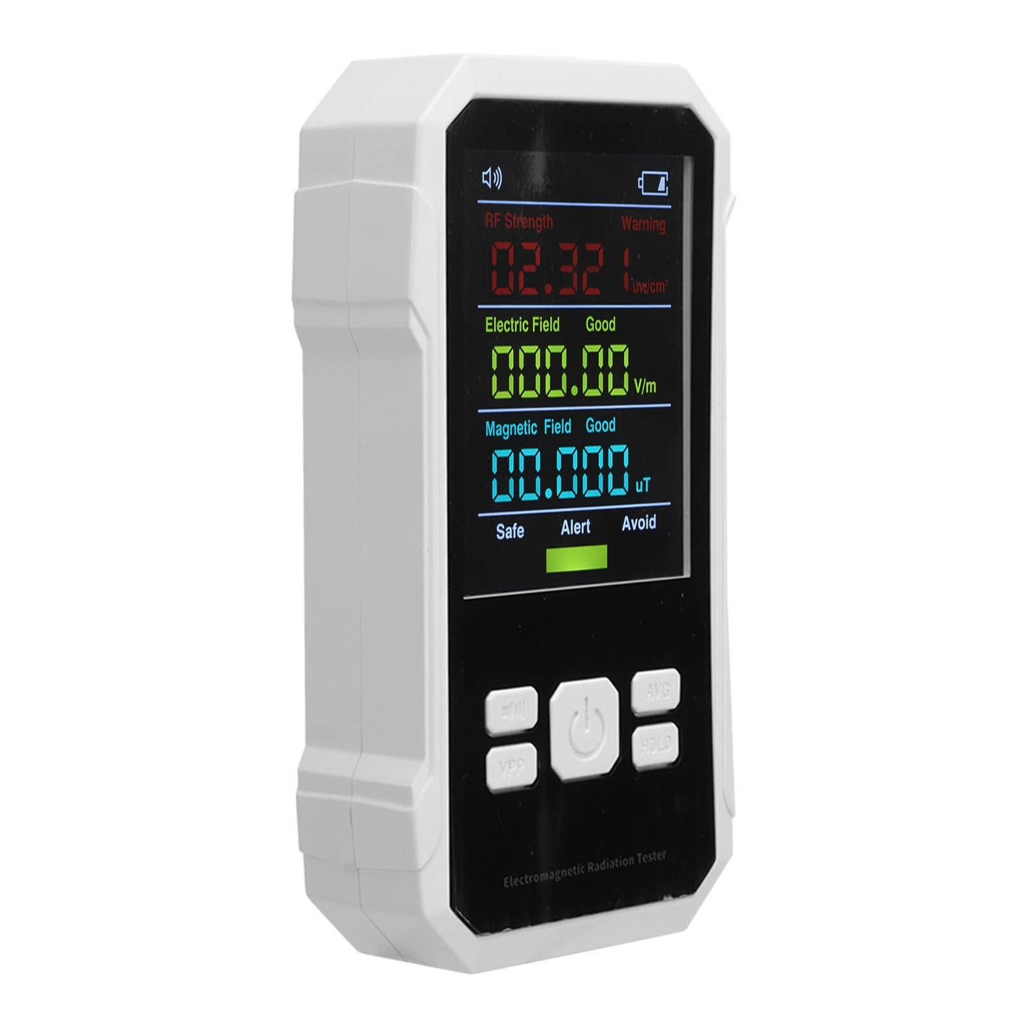 Radiation Detector RF Electric Magnetic Field Strength Detection Handheld Electromagnetic Radiation Meter White