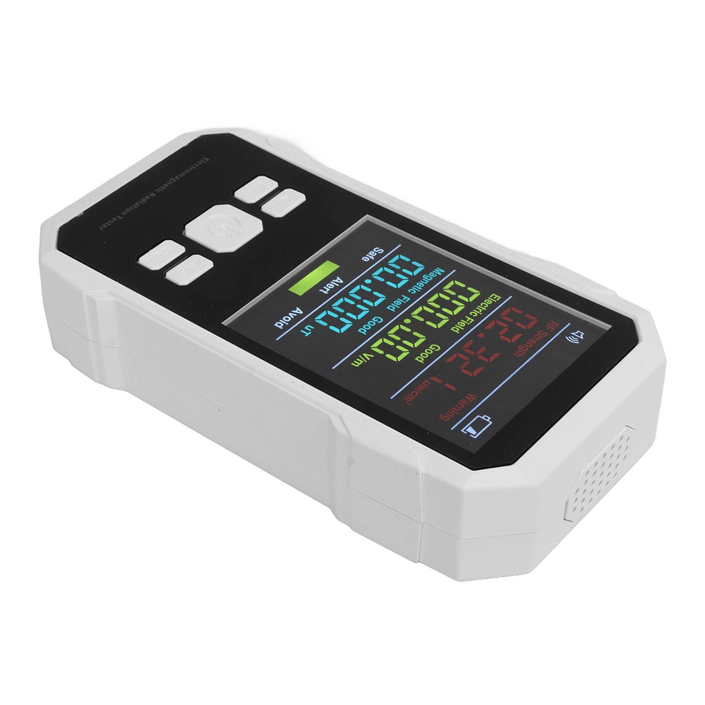 Radiation Detector RF Electric Magnetic Field Strength Detection Handheld Electromagnetic Radiation Meter White