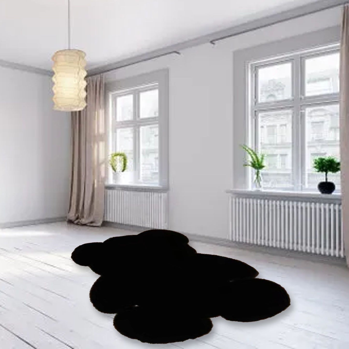 Cute Bedroom Rug Soft Bear Shaped Shaggy Floor Mat for Kids Teen Girls Room Floor Living Room Black 45x60