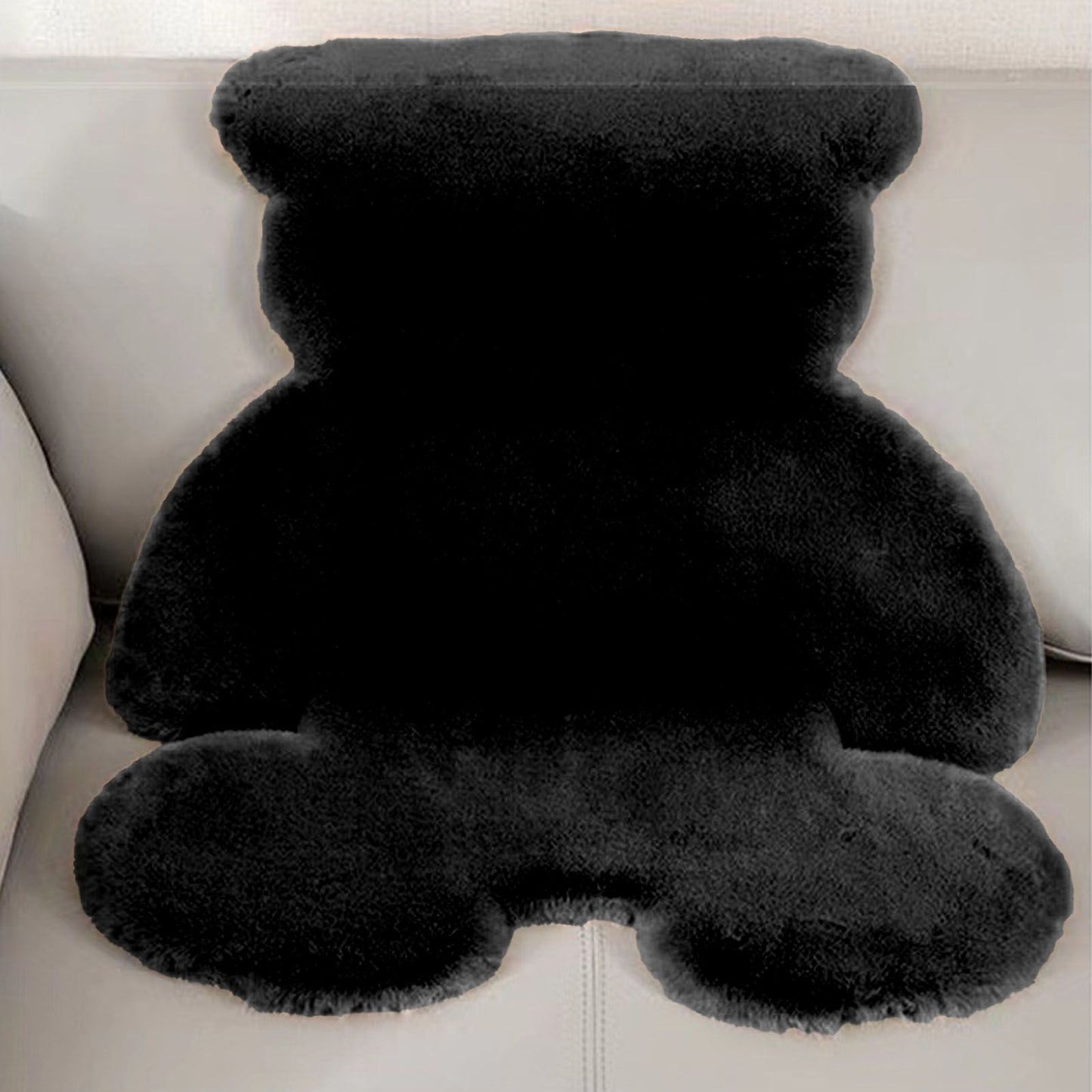 Cute Bedroom Rug Soft Bear Shaped Shaggy Floor Mat for Kids Teen Girls Room Floor Living Room Black 45x60