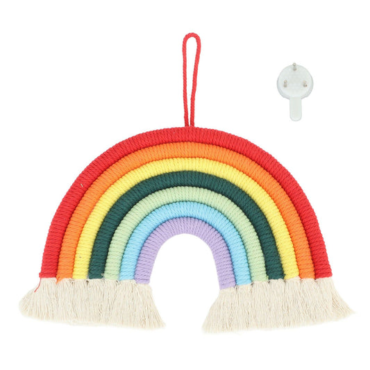 Macrame Woven Rainbow 7 Colors Hand Woven Rainbow Wall Hanging Tassel Decoration for Home Room Photo Prop BZ-701