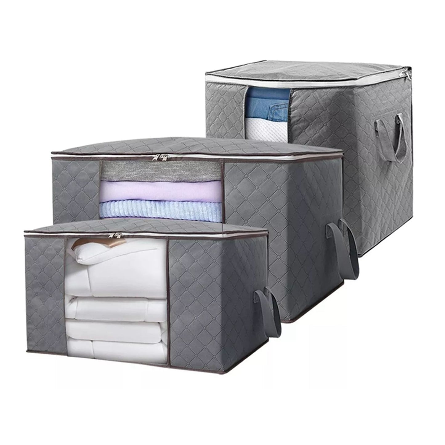 Clothes Storage Bag Large Capacity Foldable Clothing Moving Bag with Front Transparent Window