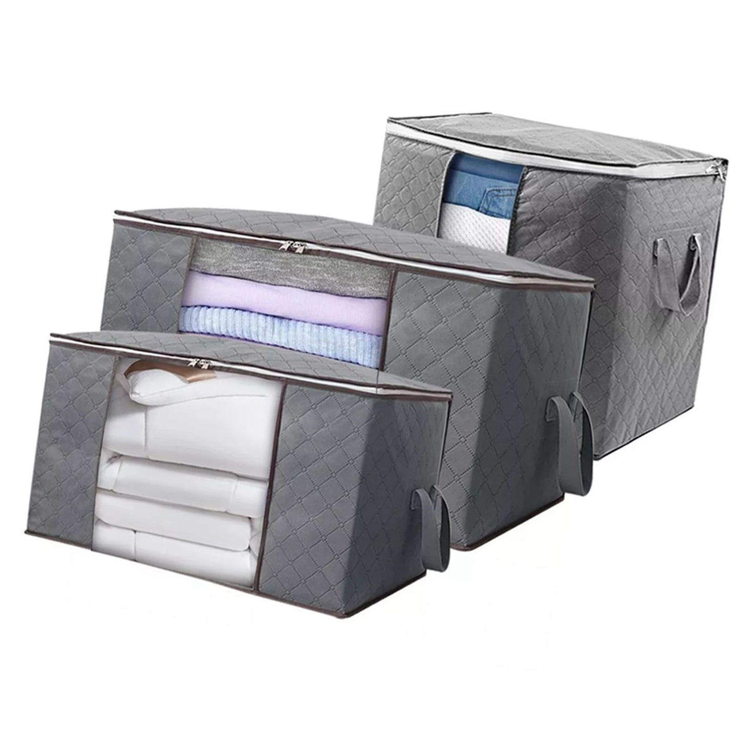 Clothes Storage Bag Large Capacity Foldable Clothing Moving Bag with Front Transparent Window