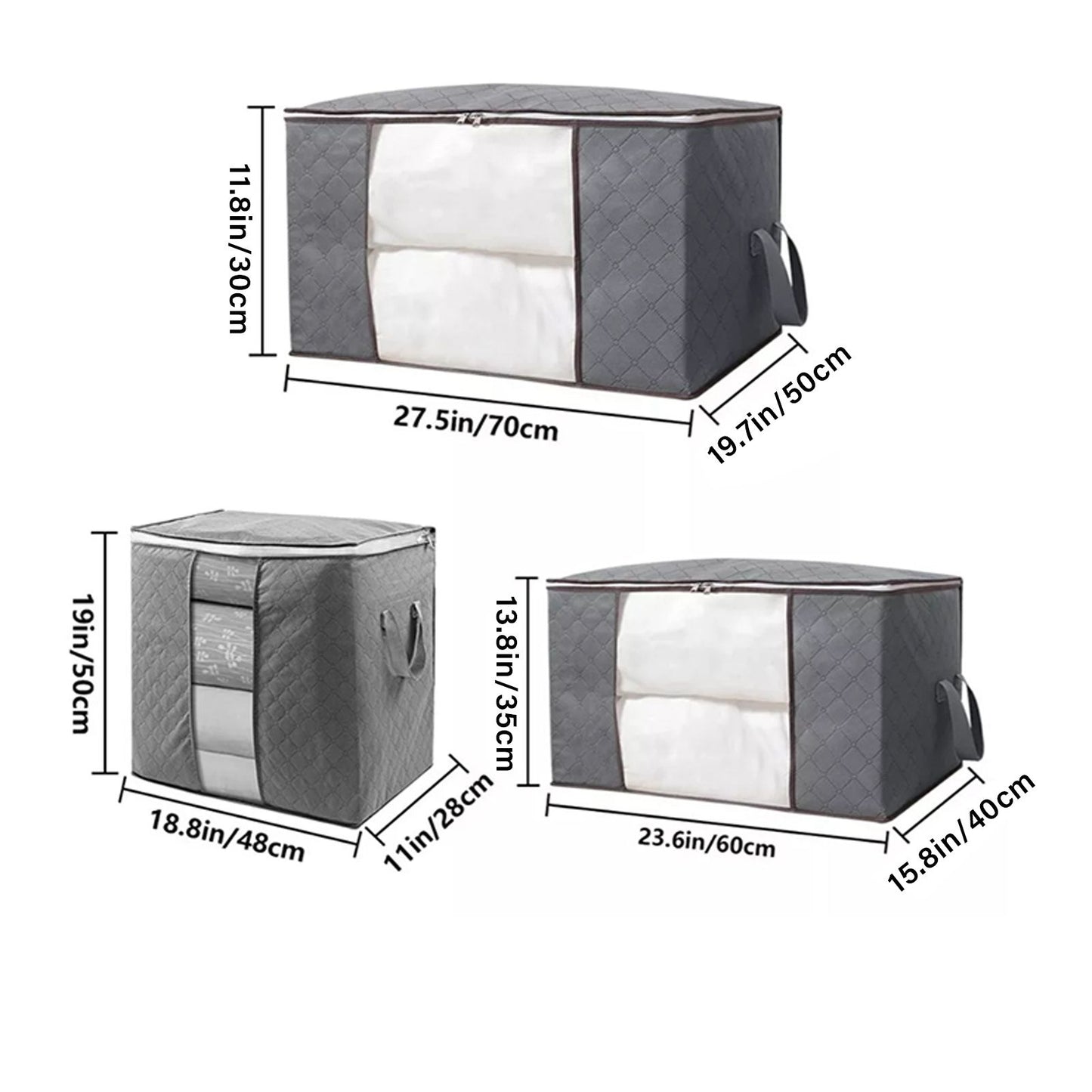 Clothes Storage Bag Large Capacity Foldable Clothing Moving Bag with Front Transparent Window