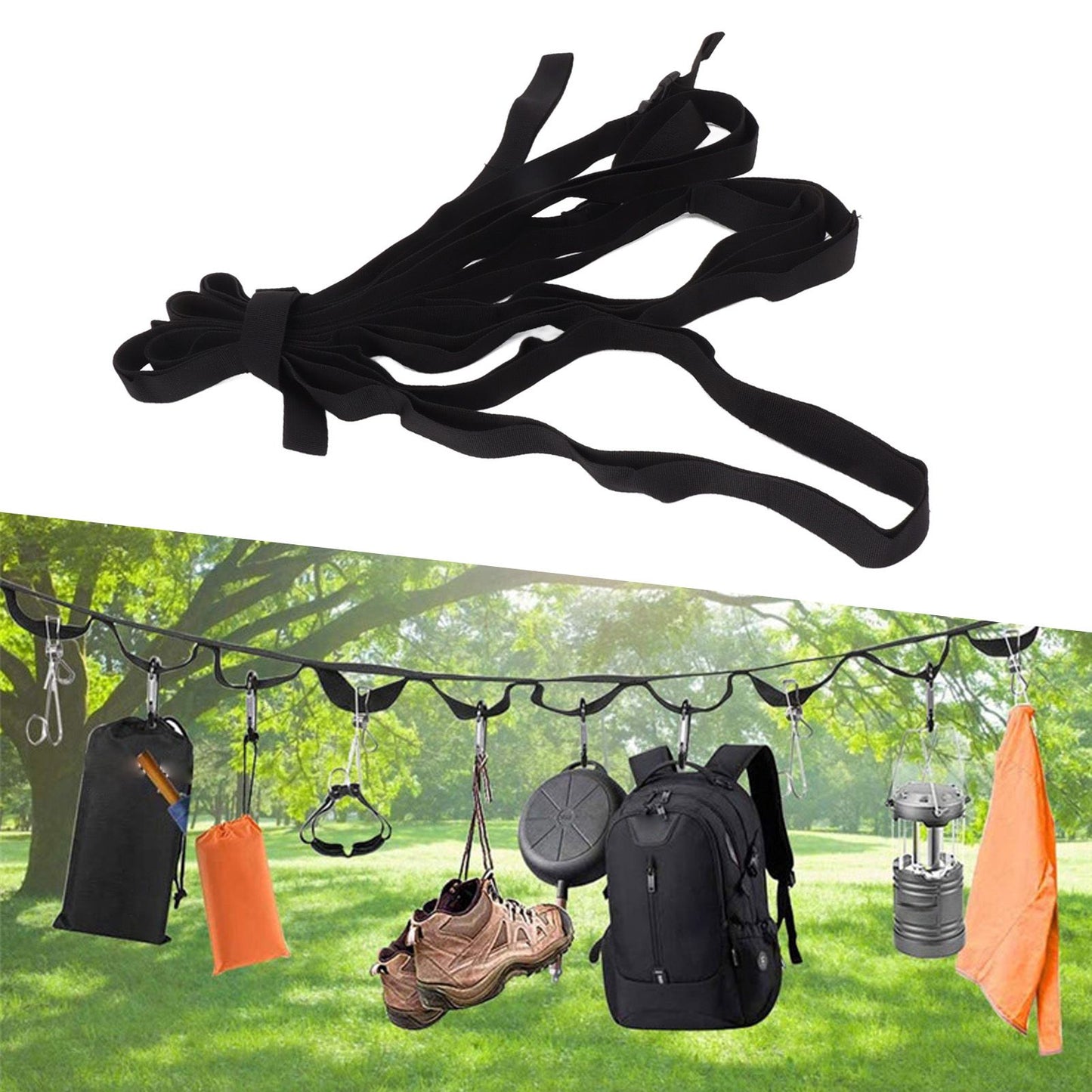 Camping Clothesline Multifunctional Nylon Laundry Clothesline Drying Line for Travel Garden Garage
