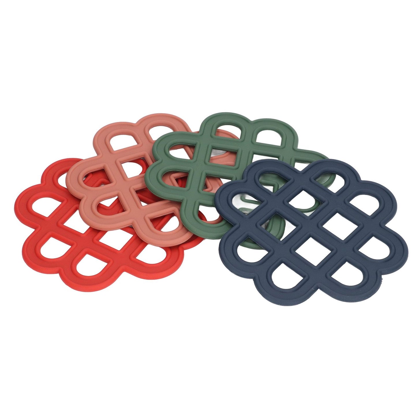 4Pcs Silicone Trivet Pad Hollow Heat Resistant Slip Resistant China Knotted Trivet Pot Mat for Kitchen Table