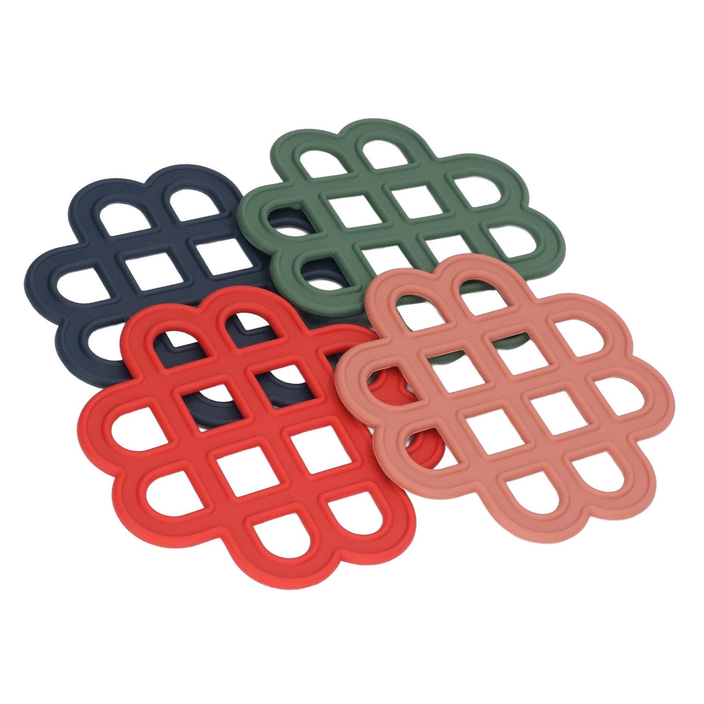 4Pcs Silicone Trivet Pad Hollow Heat Resistant Slip Resistant China Knotted Trivet Pot Mat for Kitchen Table
