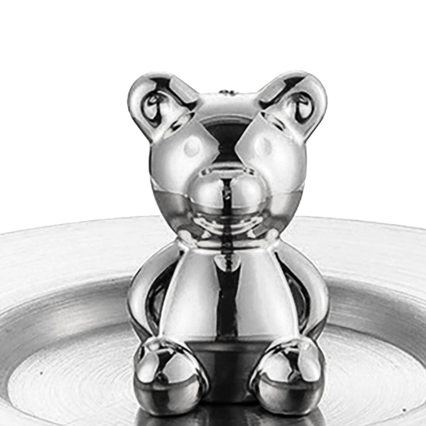 Cute Bear Cup Cover Stainless Steel Dustproof Rounded Edges Glossy Surface Artistic Cup Lid for Mug Glass Cup Silver