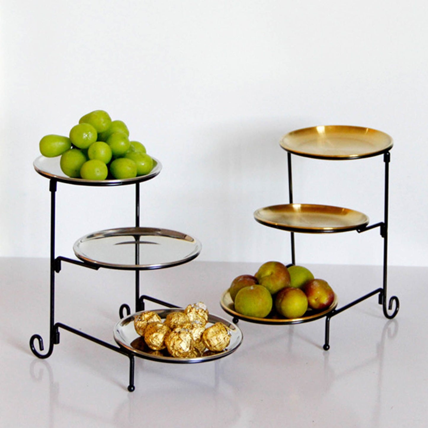 Three Layer Fruit Basket Stainless Steel Fruit Basket Modern Multi Layer Fruit Snack Storage Basket Golden