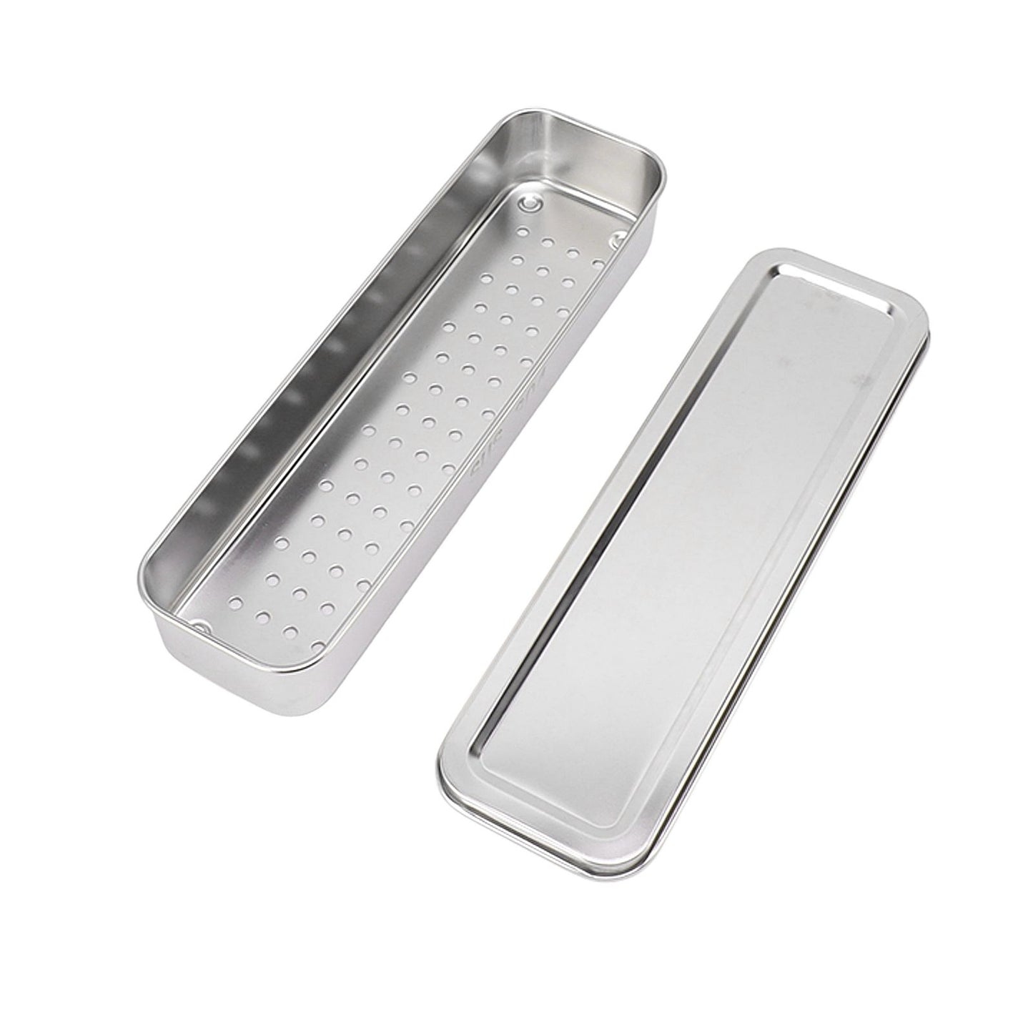 Stainless Steel Cutlery Tray Holder Kitchen Chopstick Spoon Fork Storage Box with Lid Drainer Natural Color