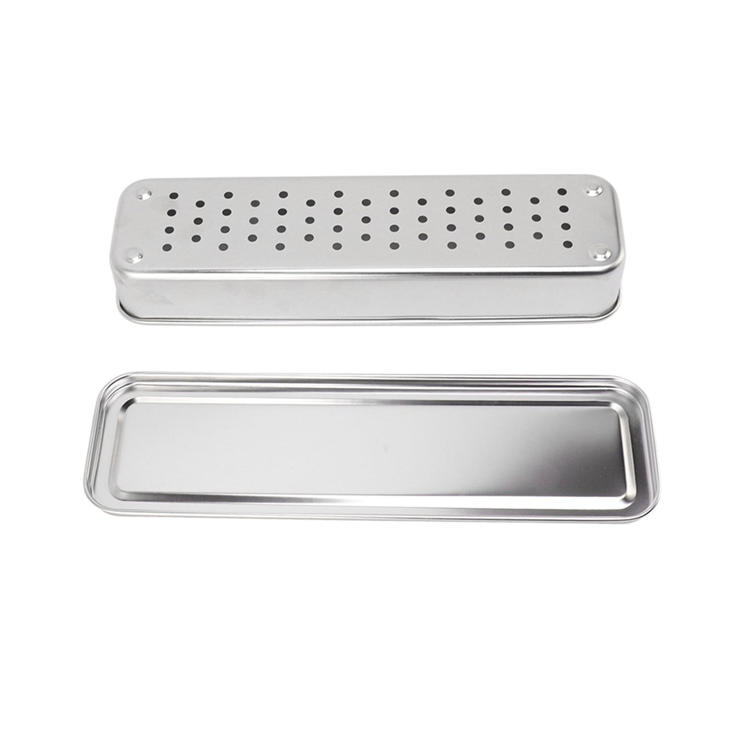 Stainless Steel Cutlery Tray Holder Kitchen Chopstick Spoon Fork Storage Box with Lid Drainer Natural Color