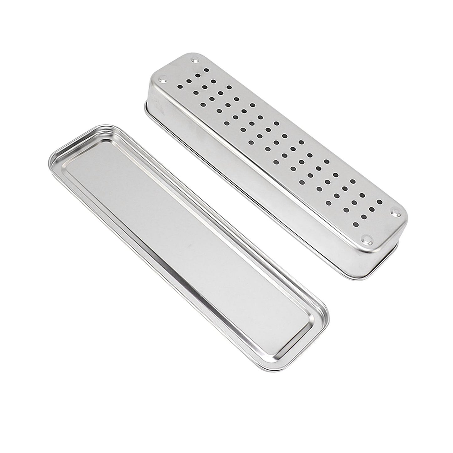 Stainless Steel Cutlery Tray Holder Kitchen Chopstick Spoon Fork Storage Box with Lid Drainer Natural Color