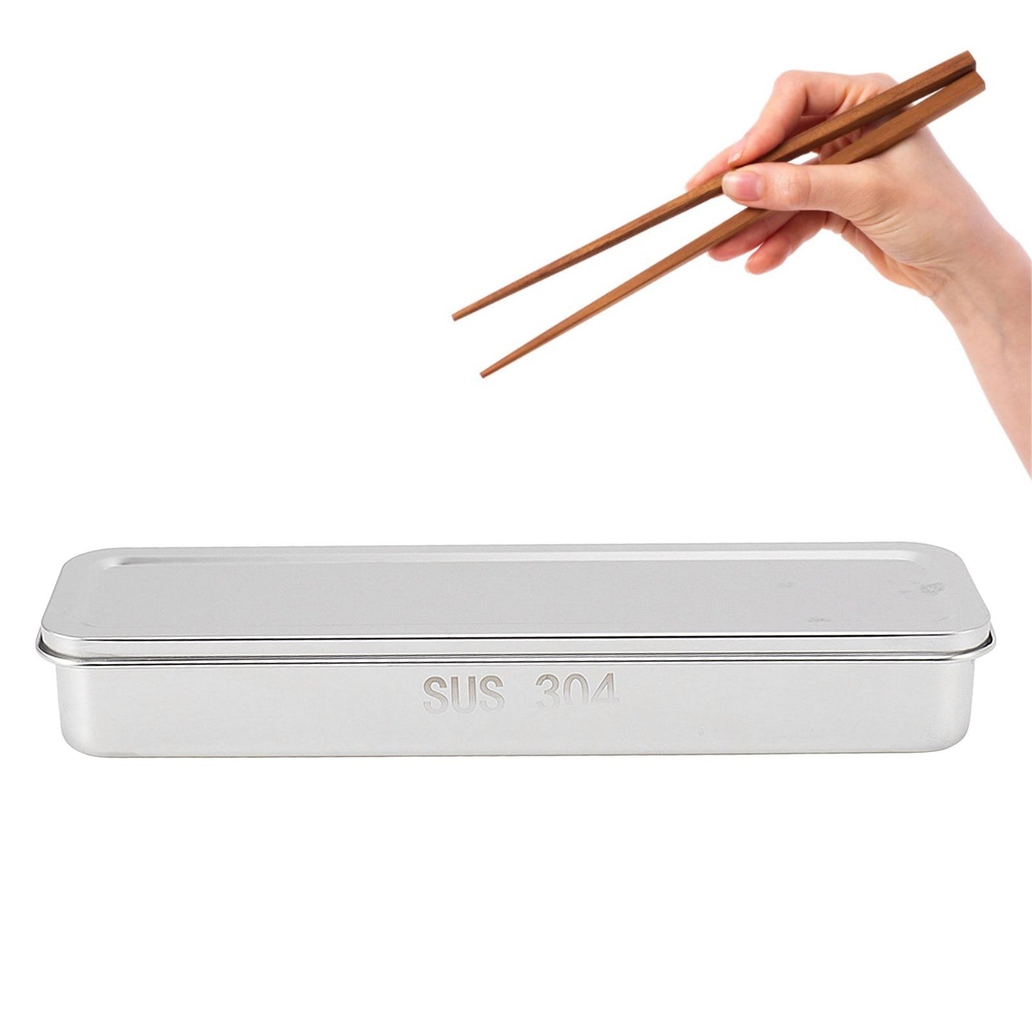 Stainless Steel Cutlery Tray Holder Kitchen Chopstick Spoon Fork Storage Box with Lid Drainer Natural Color