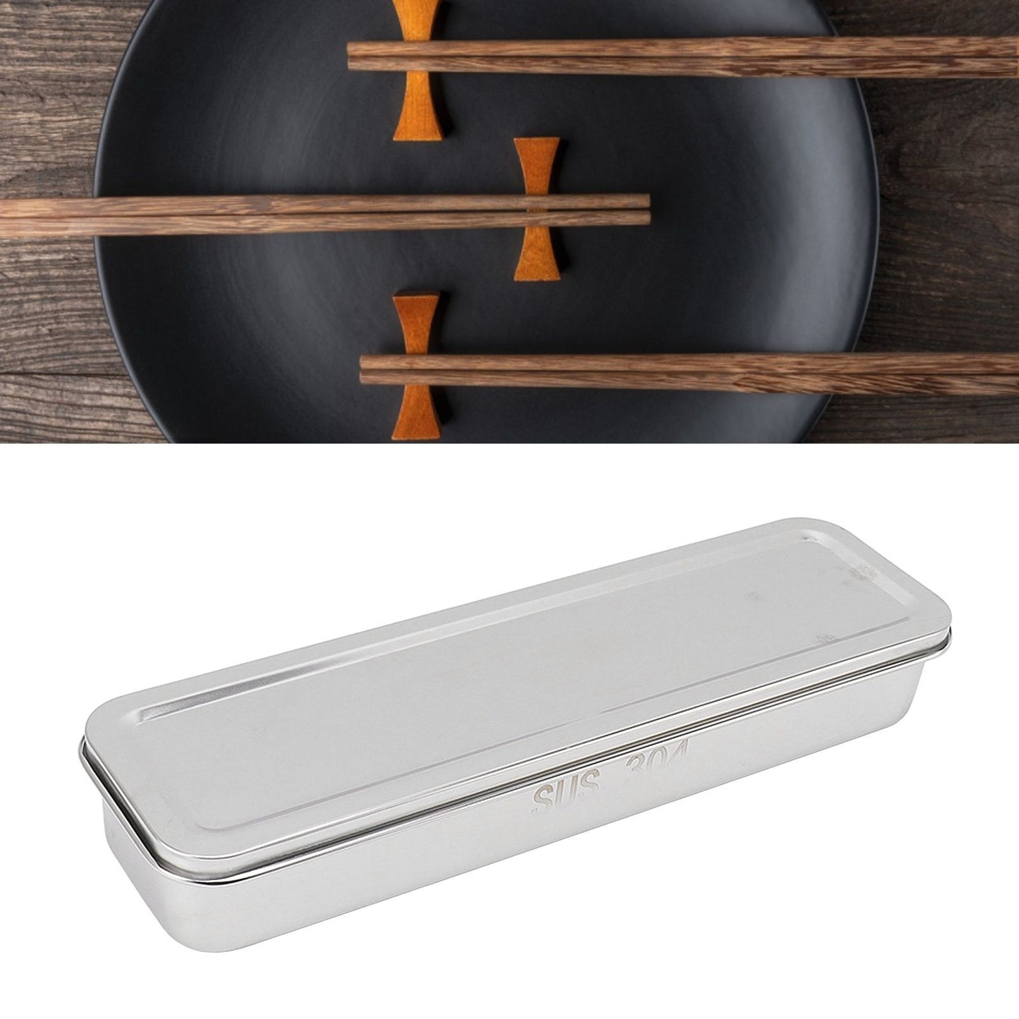 Stainless Steel Cutlery Tray Holder Kitchen Chopstick Spoon Fork Storage Box with Lid Drainer Natural Color