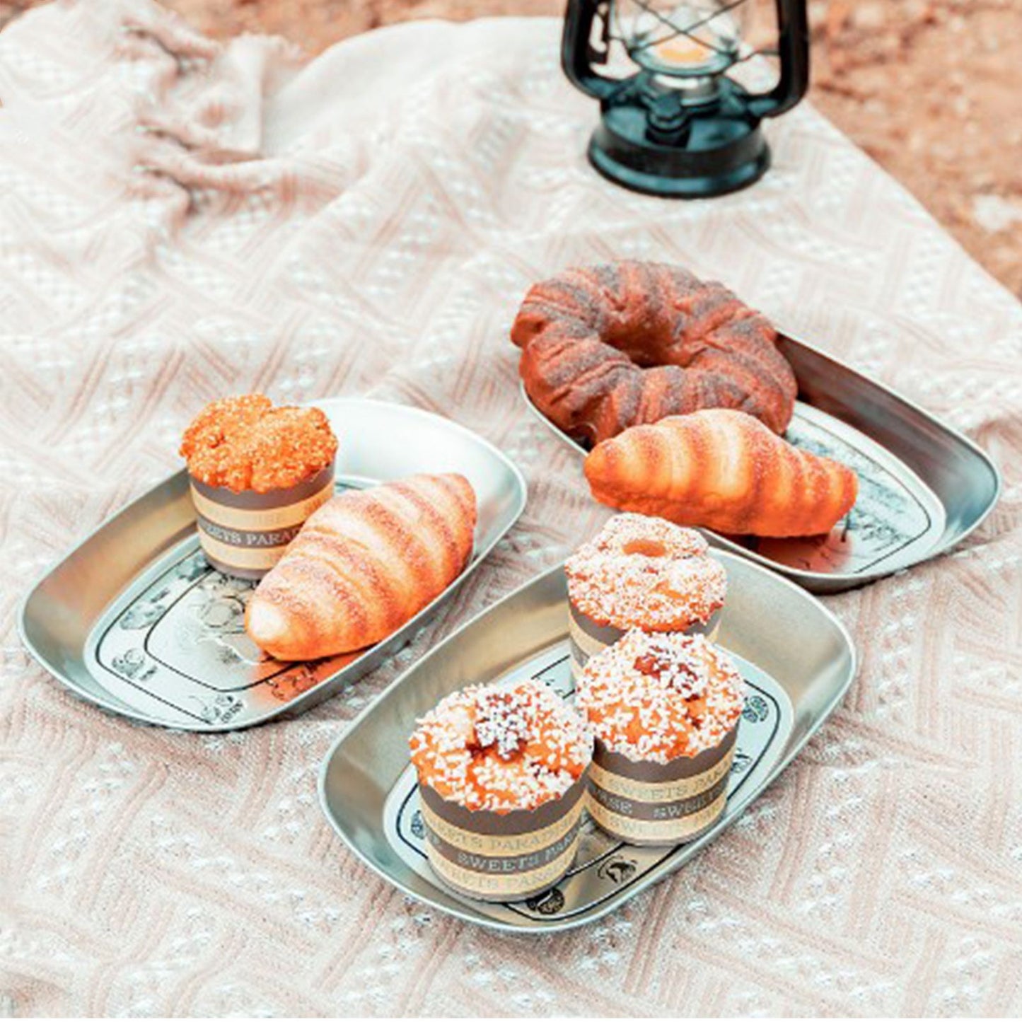 Camping Tinplate Outdoor Dinner Plate Multifunctional Kitchenware European Cutlery Portable Picnic Bowl Homeland Pattern