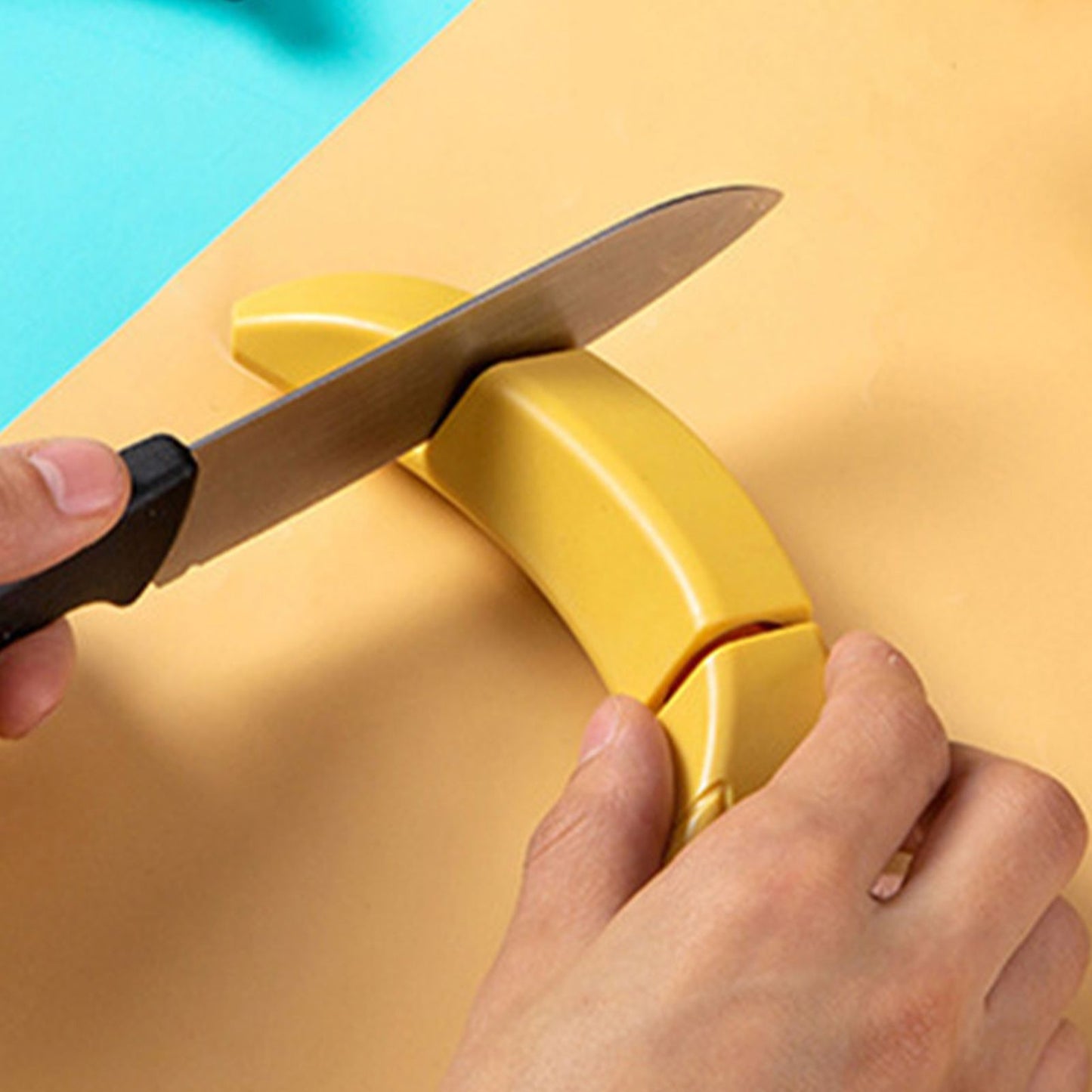 Knife Sharpener 2 Slot Kitchen Knives Sharpen Blade Sharpening Tool Banana Design Decor Yellow Standard
