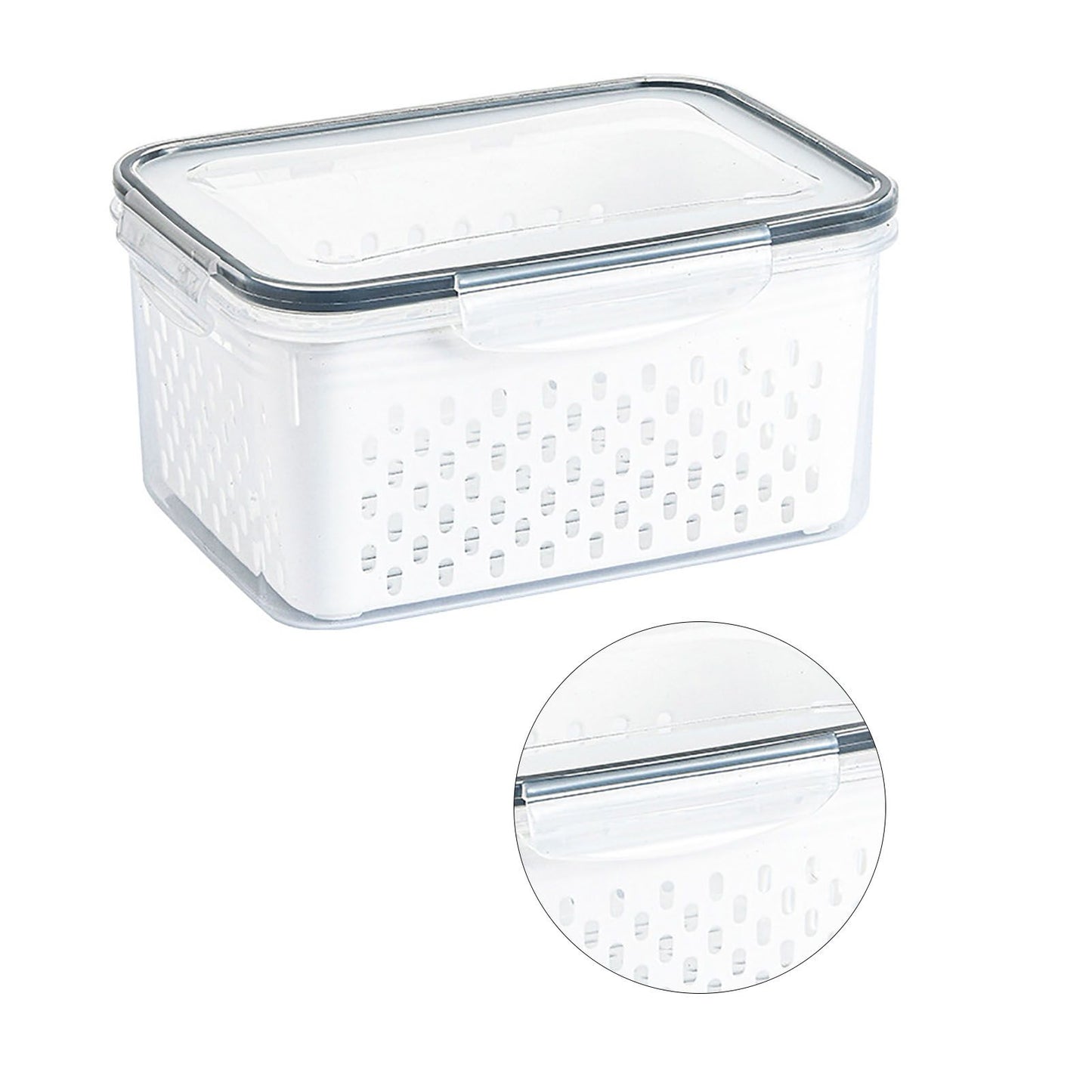 Drain Storage Basket Box Transparent Fruit Vegetable Storage Container for Kitchen Supplies 850ML