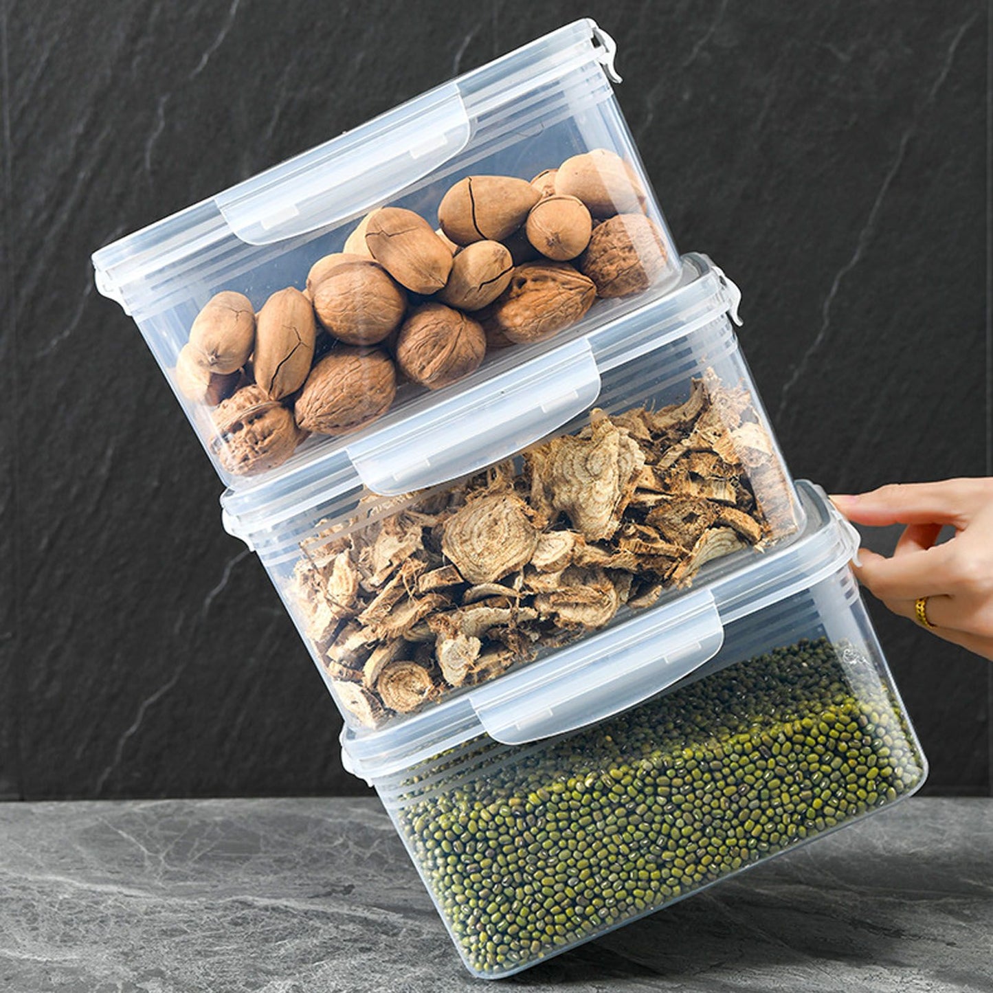 Drain Storage Basket Box Transparent Fruit Vegetable Storage Container for Kitchen Supplies 850ML