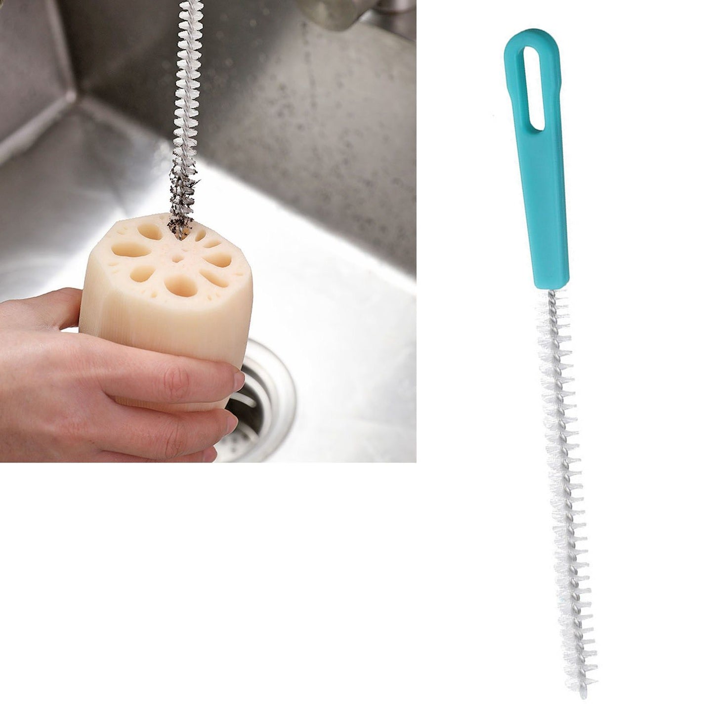 Sewer Drain Brush Nylon Plastic Mini Extra Long Straw Cleaning Brush for Pipe Hole Bottle