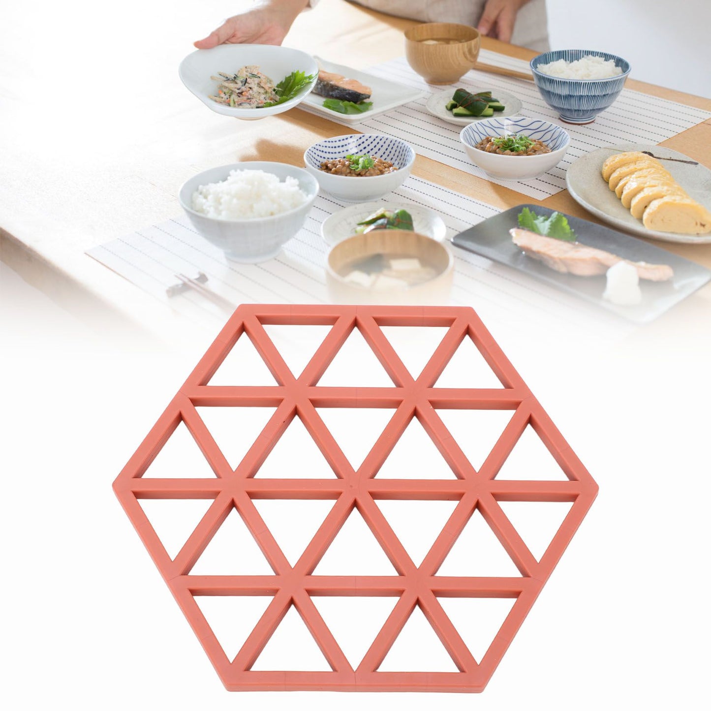 5pc Silicone Hexageon Placemat Heat Insulation Dish Cup Bowl Mat for Dining Table Red