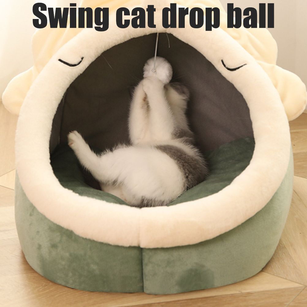 Warm Cozy Pet Bed Non Slip Bottom Cat House Cushion Removable and Washable Pet Sleeping Nest Bed