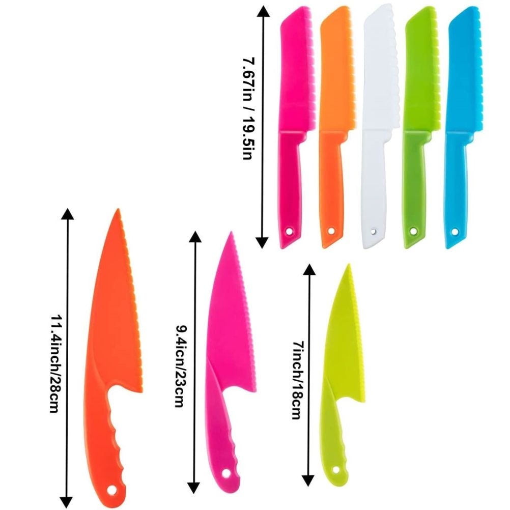 8Pcs / Set Kid Plastic Kitchen Cutter Set Children Safe Cooking Chef Nylon Cutter for Fruit Bread Cake Salad Lettuce Cutter