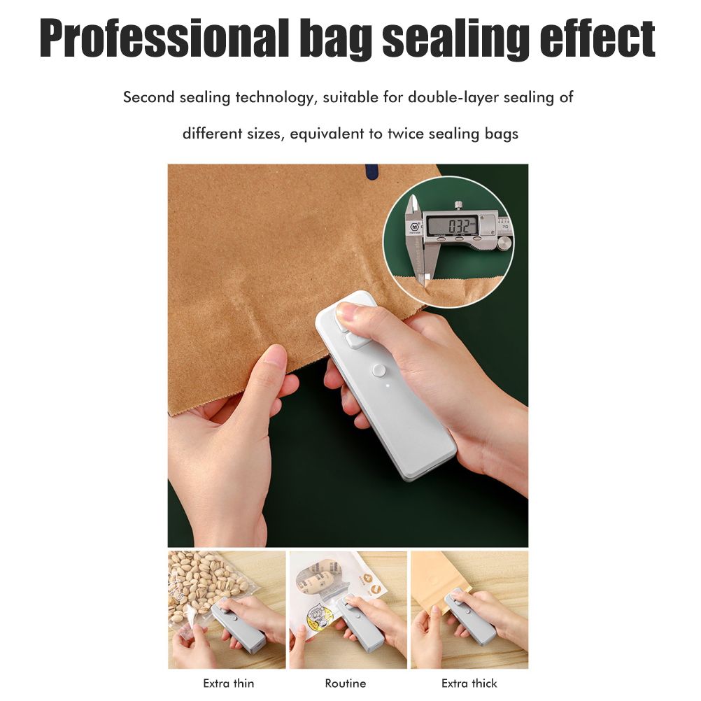 Mini Bag Sealer Rechargeable Heat Sealer Food Bag Sealer for Food Storage Portable 2 in 1 Sealer and Cutter for Plastic Bags
