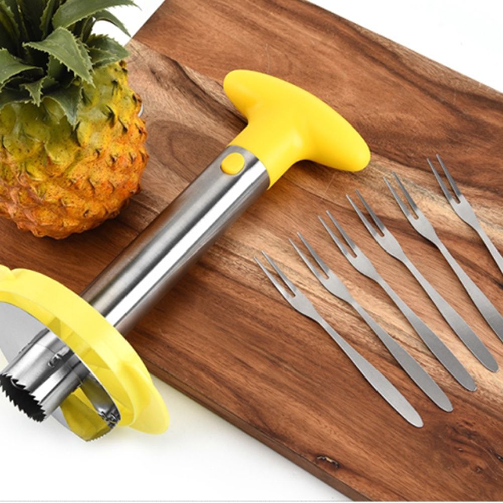 Kitchen Pineapple Corer and Slicing Tool Stainless Steel Pineapple Cutter with Forks for Easy Core Removal Slicing