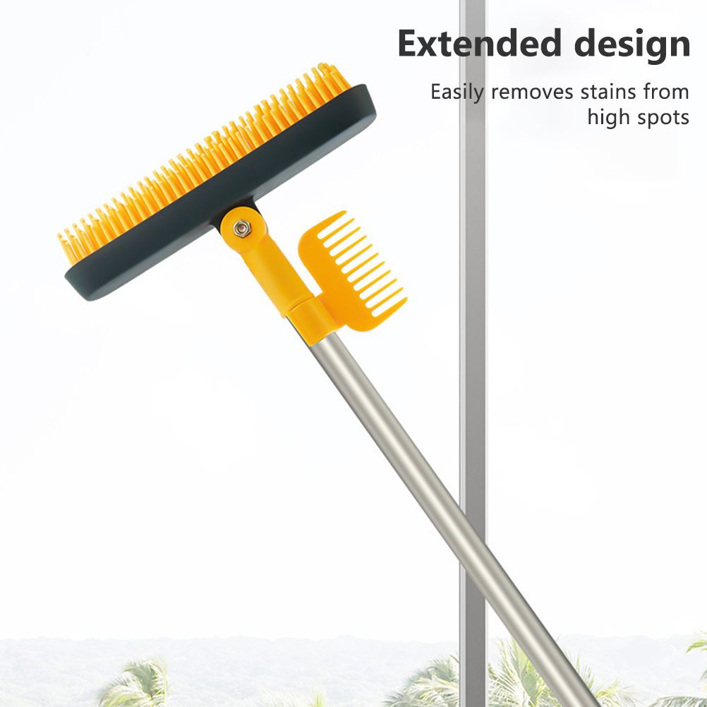 2 in 1 Floor Brush Scrub Brush Cleaning Brush with Adjustable Long Handle Bathroom Kitchen Floor Crevice Cleaning Brush