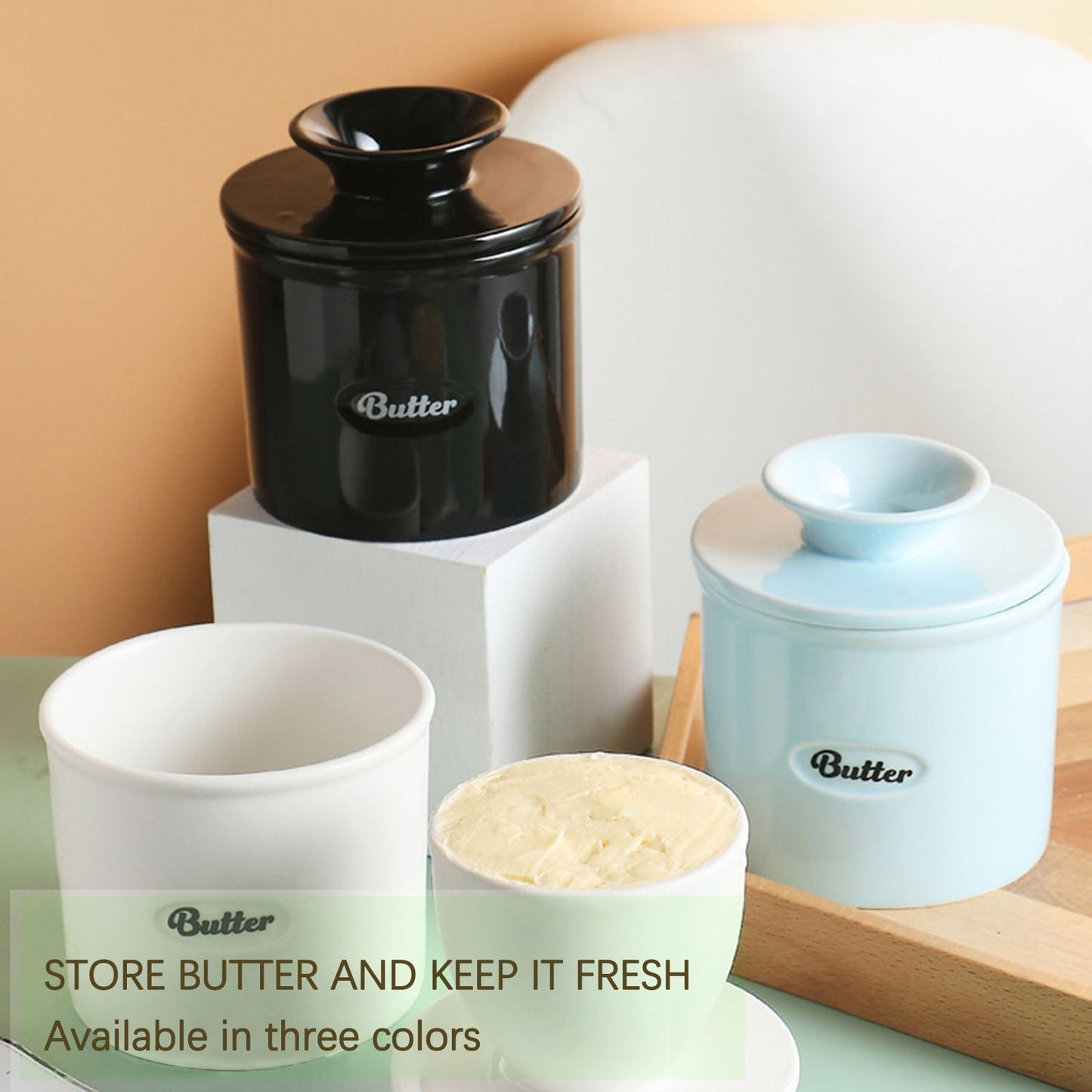 Ceramic Butter Keeper Multipurpose Large Capacity Safe Eco Friendly Ceramic Butter Tank