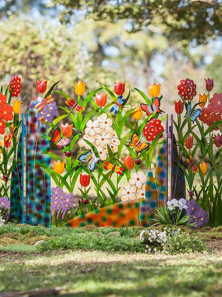 Garden Fence Border Iron Flower Decorative Garden Fencing Panel for Dog Yard Patio Outdoor
