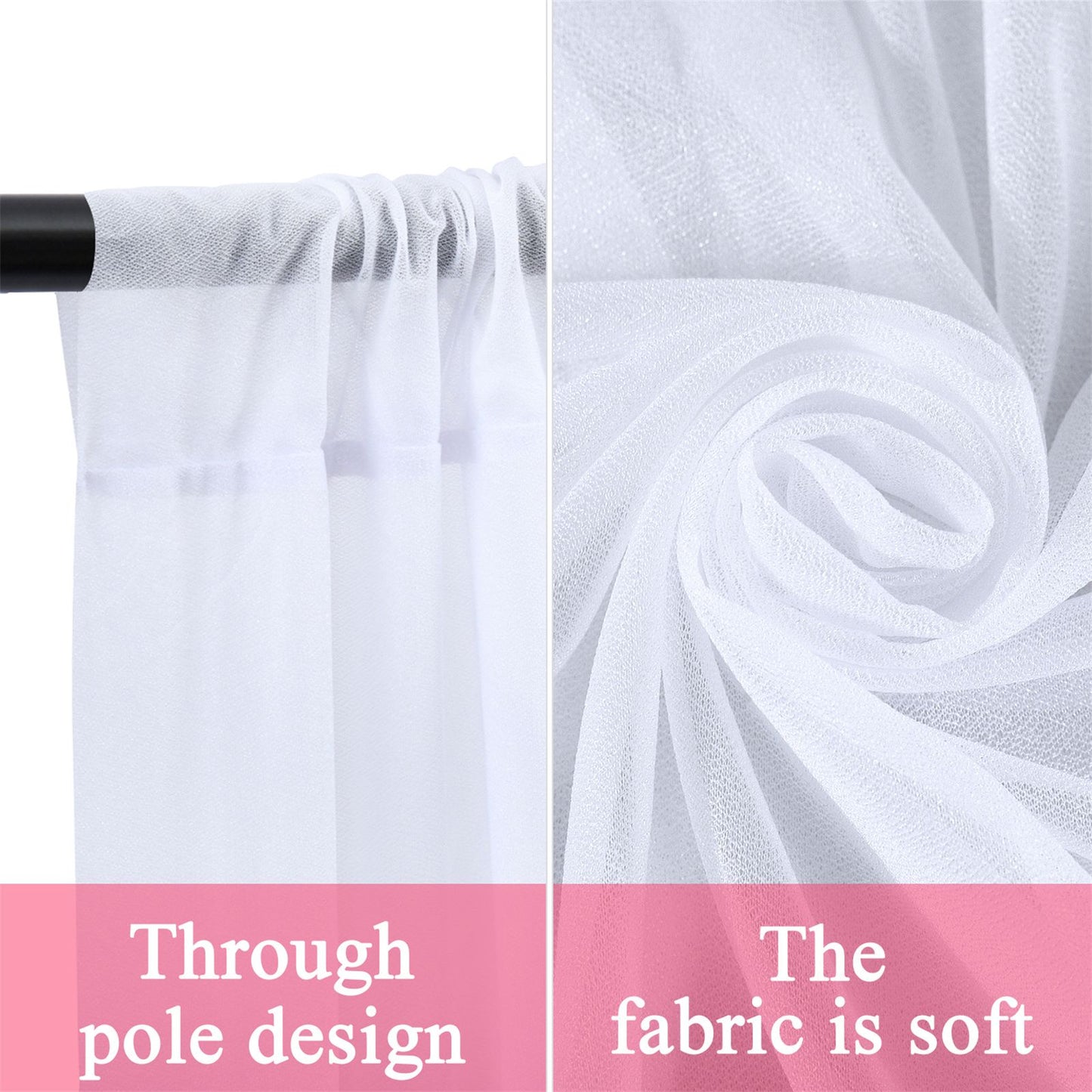 Backdrop Curtain Champagne 1.5x2.15m Yarn Durable Backdrop Drape for Wedding Party
