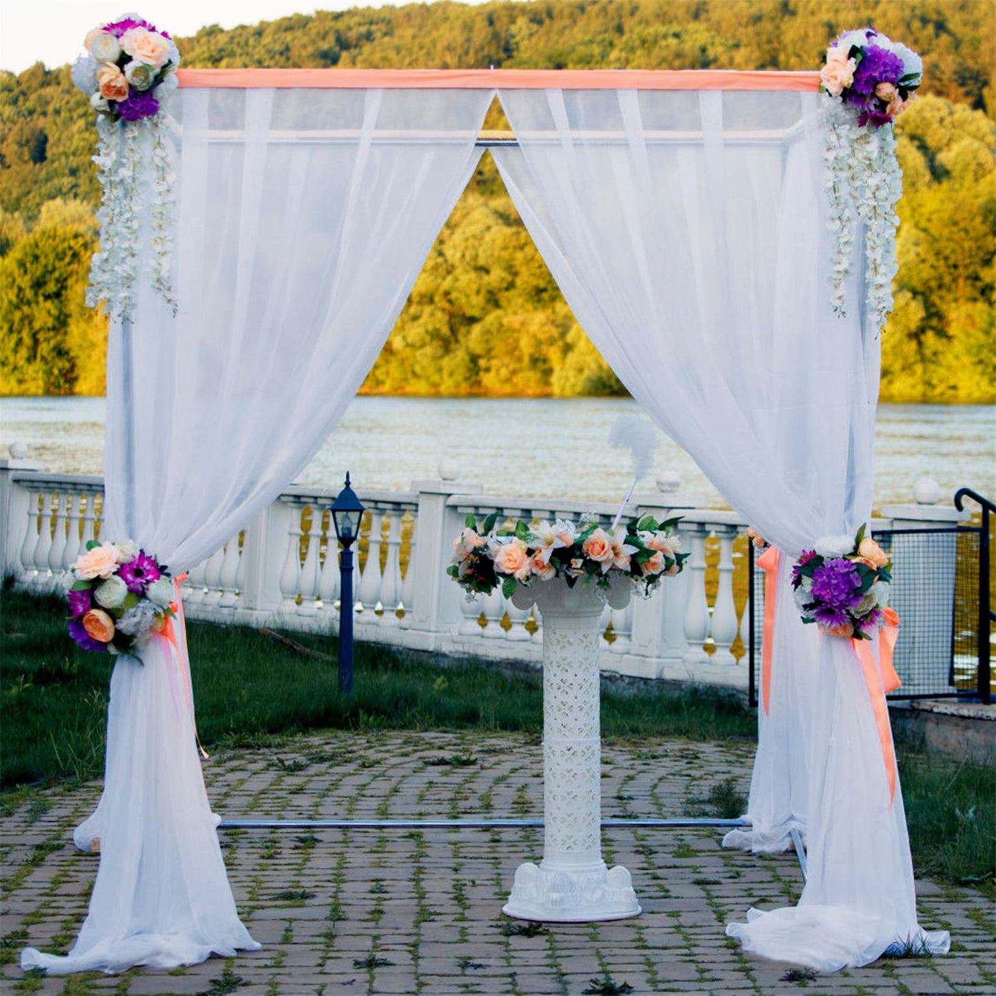 Backdrop Curtain Champagne 1.5x2.15m Yarn Durable Backdrop Drape for Wedding Party