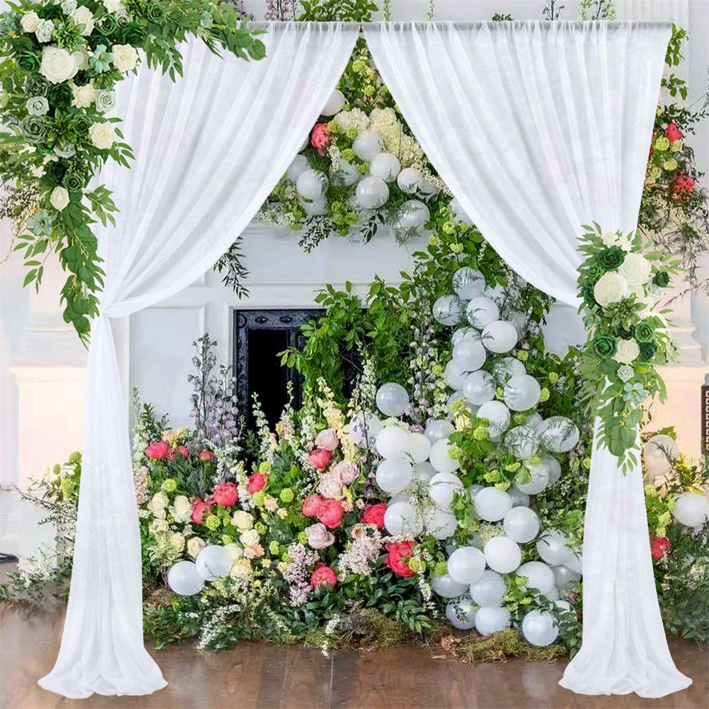 Backdrop Curtain Champagne 1.5x2.15m Yarn Durable Backdrop Drape for Wedding Party