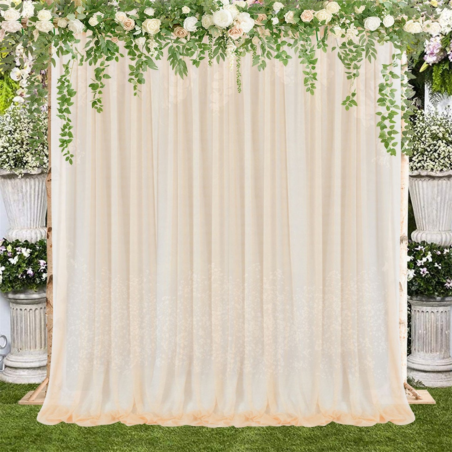 Backdrop Curtain Champagne 1.5x2.15m Yarn Durable Backdrop Drape for Wedding Party