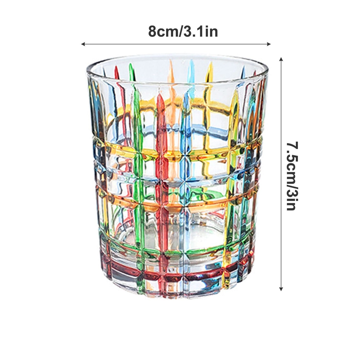 Whiskey Glass Multicolor 320ml Short Drinking Glass for Home