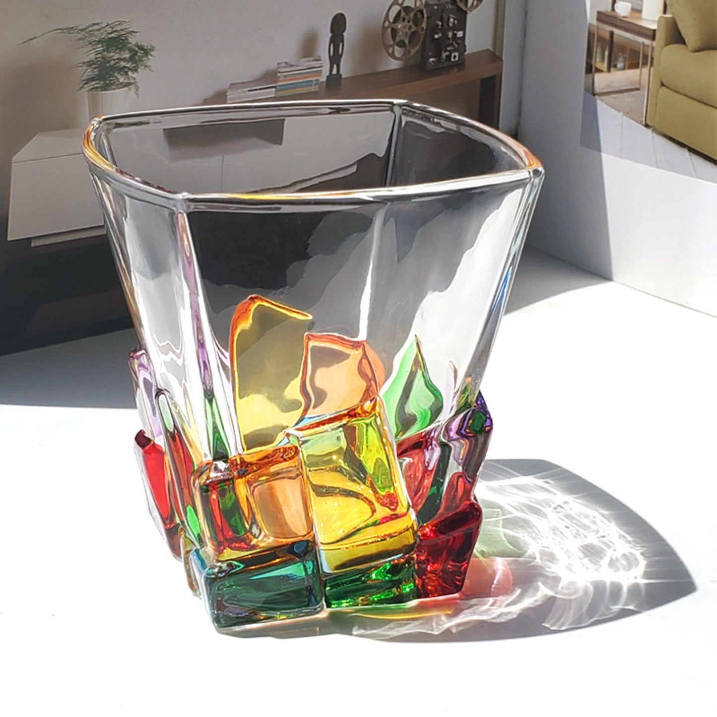 Whiskey Glass Multicolor 320ml Short Drinking Glass for Home