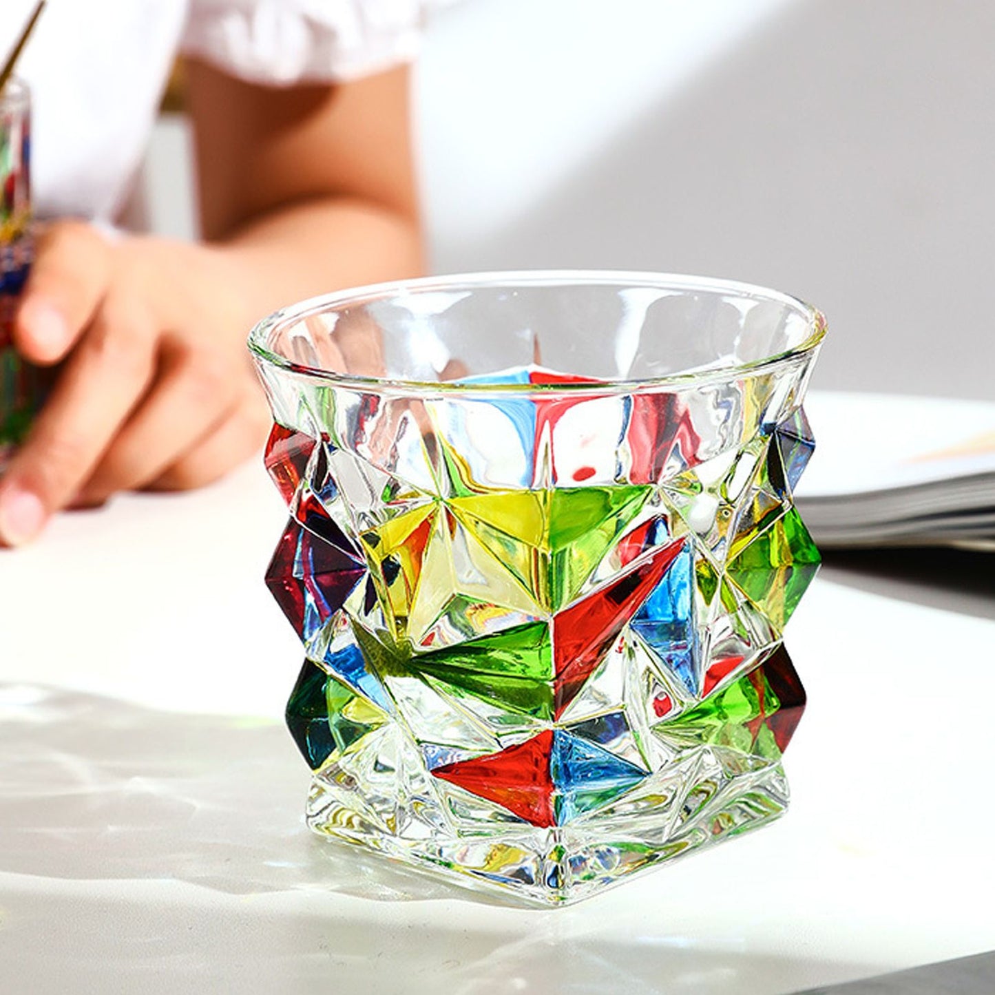 Whiskey Glass Multicolor 320ml Short Drinking Glass for Home