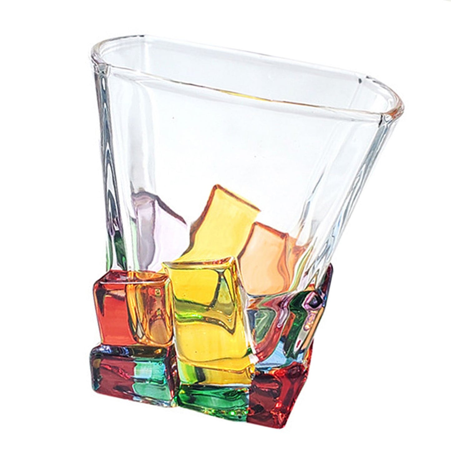 2PCS Whiskey Glass Multicolor 320ml Short Drinking Glass for Home
