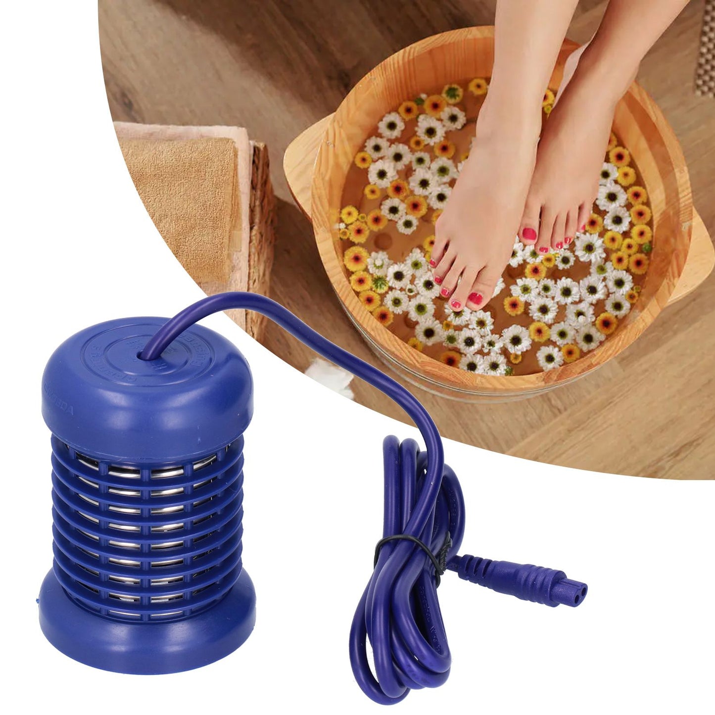 Hydrotherapy Ion Head Detachable Washable Foot Bath Ion Head Detox Array Stainless Steel Ion HeadHerba Blue Double Hole