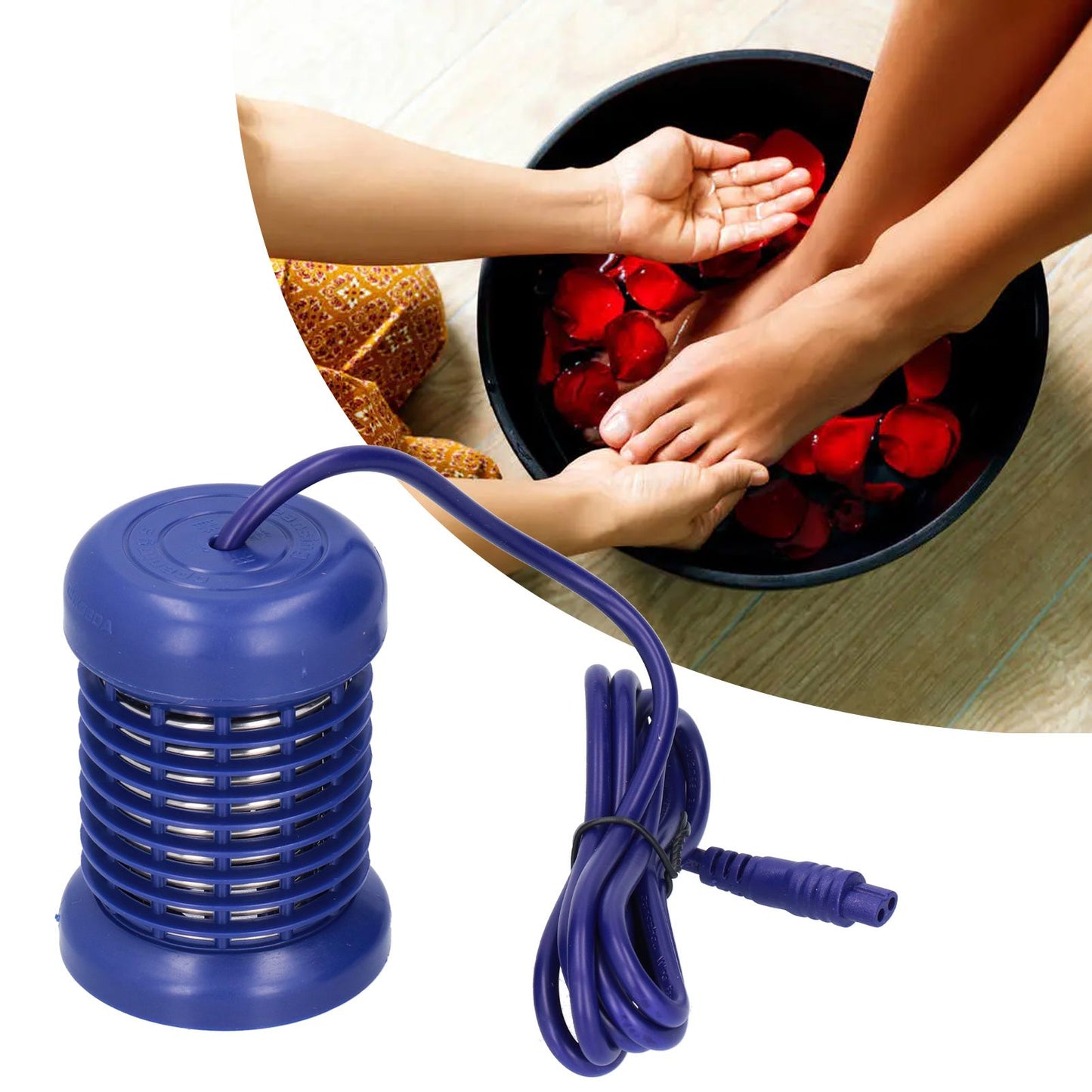 Hydrotherapy Ion Head Detachable Washable Foot Bath Ion Head Detox Array Stainless Steel Ion HeadHerba Blue Double Hole